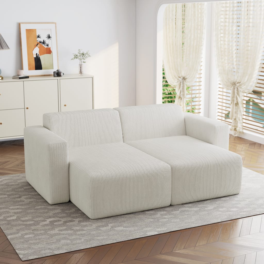 UIXE Upholstered Corduroy Chaise Lounges For Interior