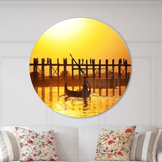 Designart 'Bridge in Myanmar' Oversized Coastal Wall CLock