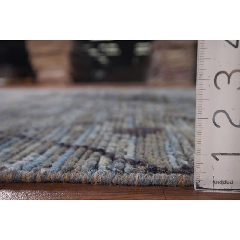 Blue Trellis Moroccan Area Rug Handmade Wool Carpet - 6'0"x 9'8"