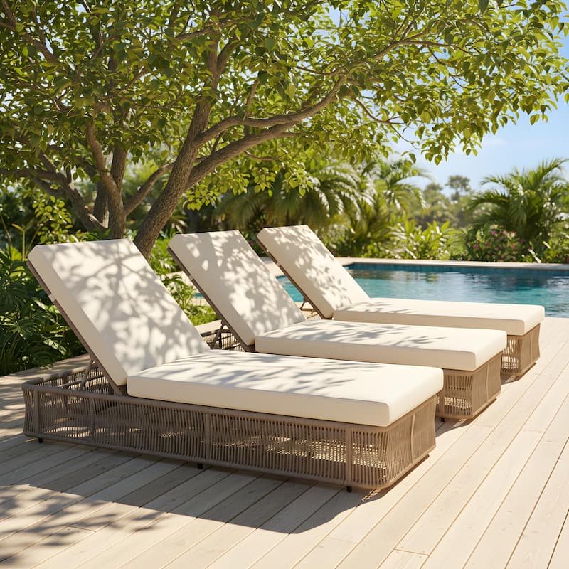 Christopher Knight Home - Solara Outdoor Adjustable Rope Base Sunlounge with Beige and White