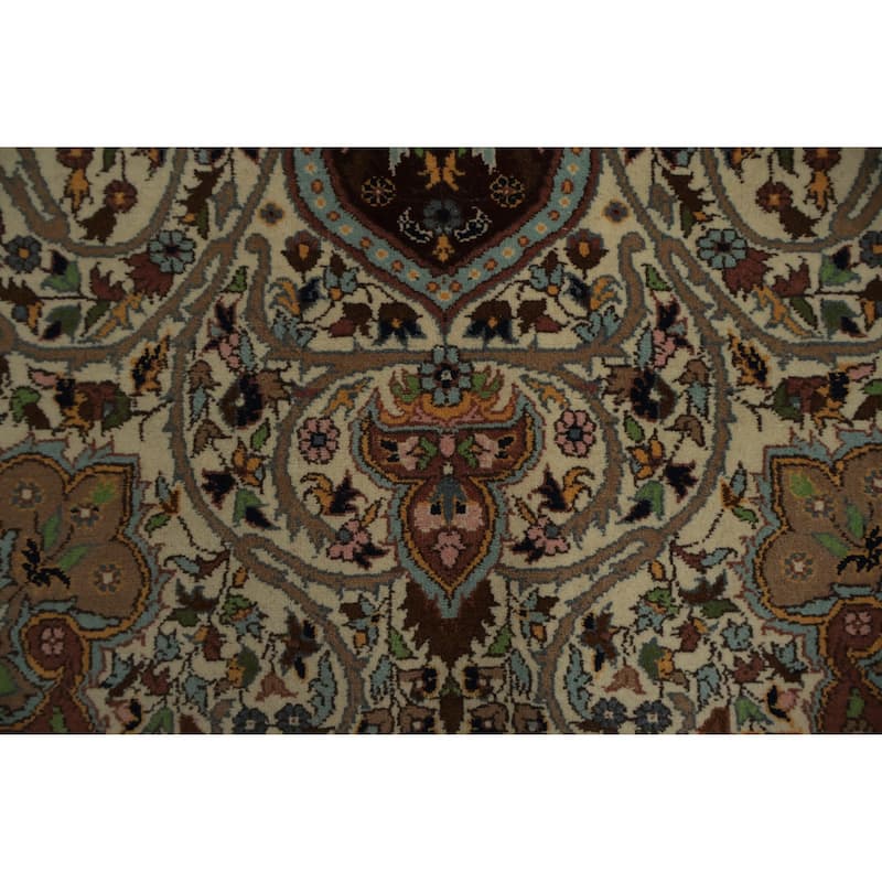 Hand Knotted Oriental 100% Wool Carpet Traditional Floral Beige & Ivories Qum Area Rug - 5' 9'' X 3' 2''