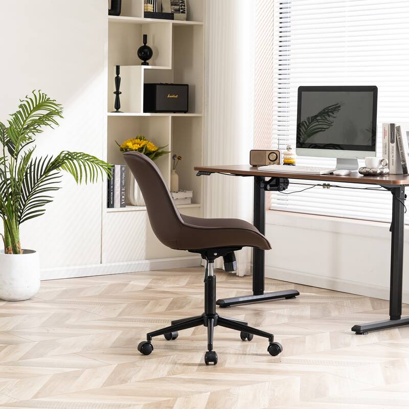 Armless Home Office Desk Chairs with Wheels Rolling Task Chair