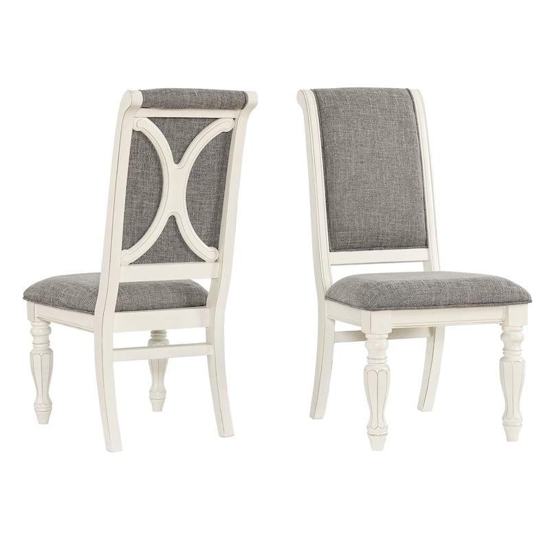 Set of 2 Solid Wood Upholstered Dining Chairs