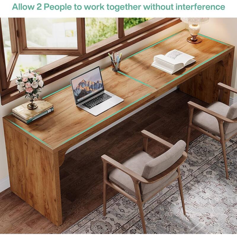 78.7 Inch Computer Desk, Wooden Extra Long 2 Person Home Office Desk
