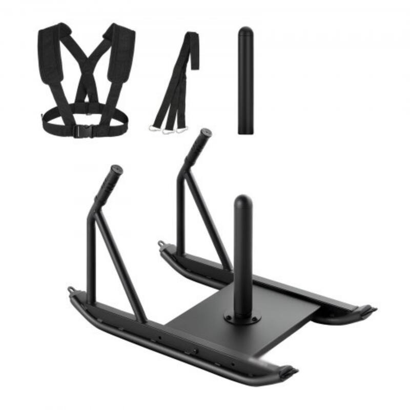 Heavy Duty Weight Sled for Strength Training with Harness and Pull Hooks for Full Body Workouts - 29.3” x 17.3” x 18.7” - Black