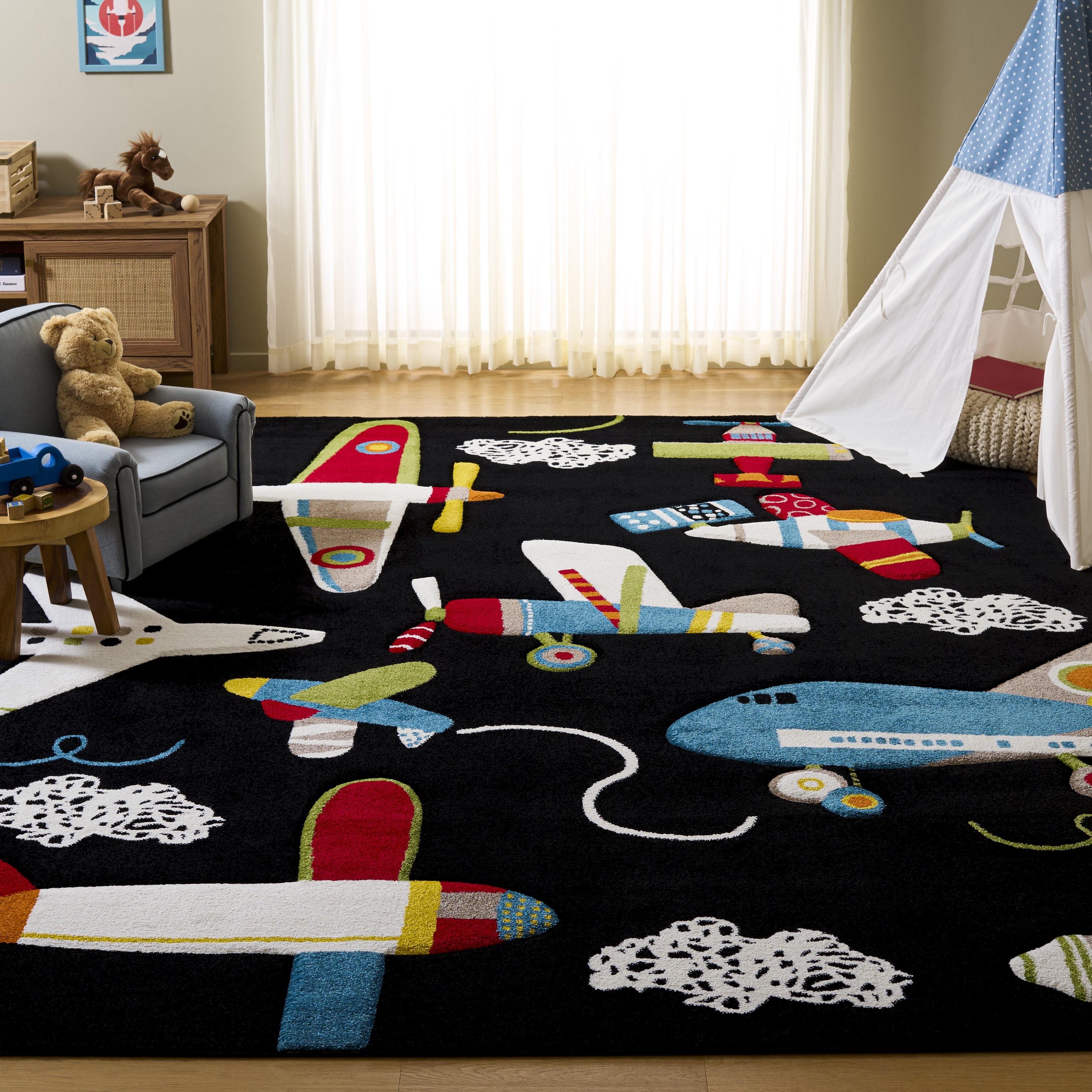 SAFAVIEH Carousel Kids Mindra Airplane Rug