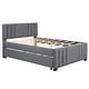 preview thumbnail 15 of 13, Full Size Upholstered Platform Bed with Trundle, Linen Upholstery, Tufted Headboard, Sturdy Frame