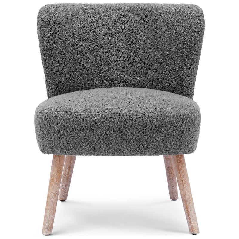Boucle Polyester Upholstered Armless Accent Chair - Stain Resistant (Set of 2)