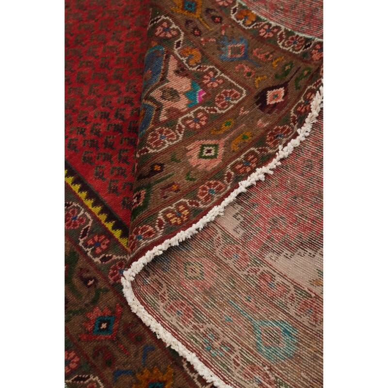 Hand Knotted Oriental 100% Wool Carpet Traditional Geometric Oranges & Rust Botemir Runner Rug - 10' 3'' X 3' 9''
