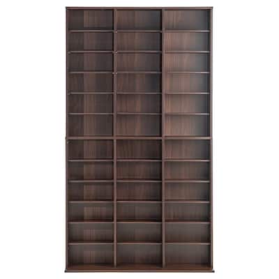 Espresso 12-Layer Media Storage Cabinet with Adjustable CD Shelves and 36 Compartments - 40.08" x 9.09"W x 71.26"