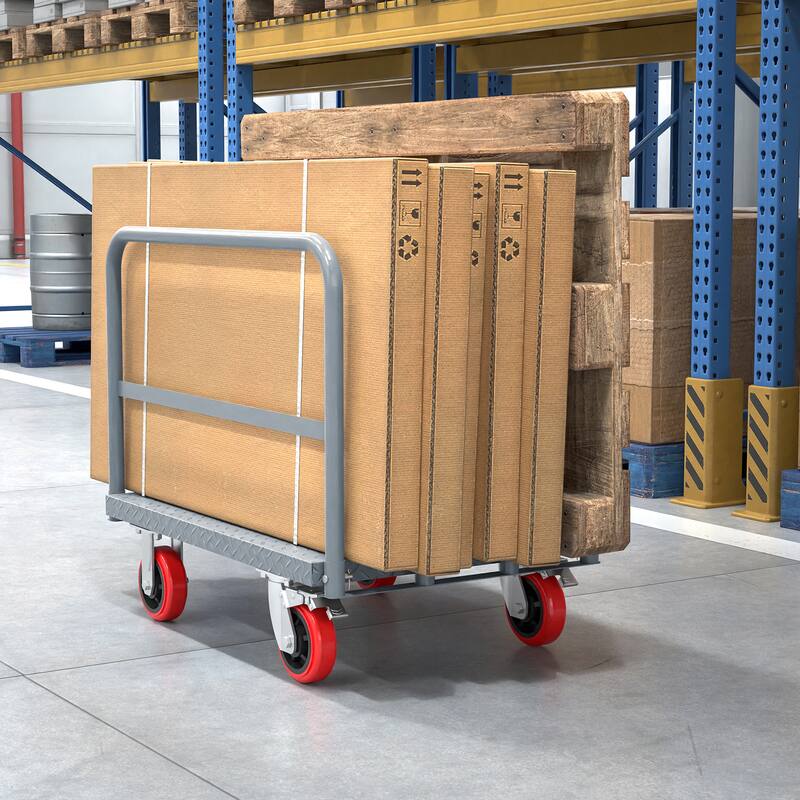 Heavy Duty Steel Panel Truck - 2000 lbs Drywall & Lumber Cart with 6" Swivel Brake Casters, Handrails, 36"x24"