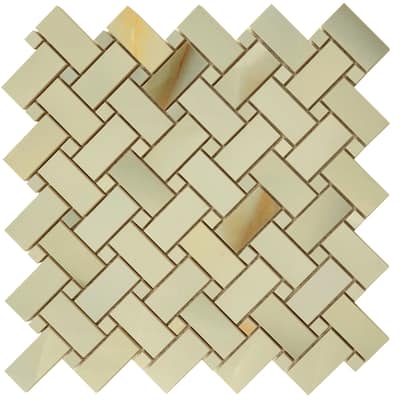 Splendor 12x12 Celadon Giada Porcelain Mosaic Onyx Basketweave Wall and Floor Tile (4.84 sq ft/case) - 5 Pack