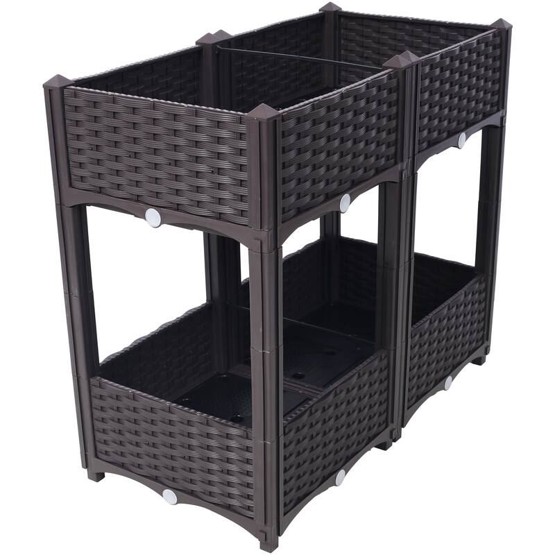Modern Minimalist Garden Bed with Drainage Plug Raised Bottom Drainage Holes, for Vegetable Flower Herb Outdoor - 8' x 10'