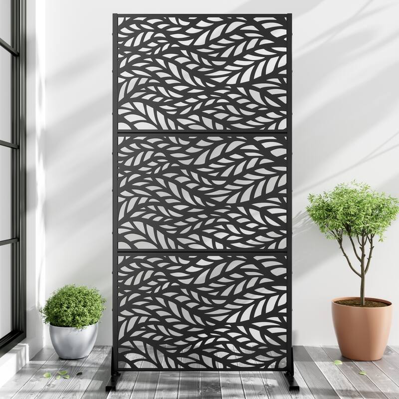 Dovelina 6ft.Outdoor Freestanding Metal Privacy Screen Decorative Garden Fence - 72"x35"