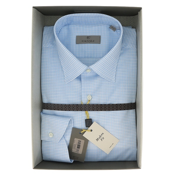 Canali Grey Check Formal Shirts
