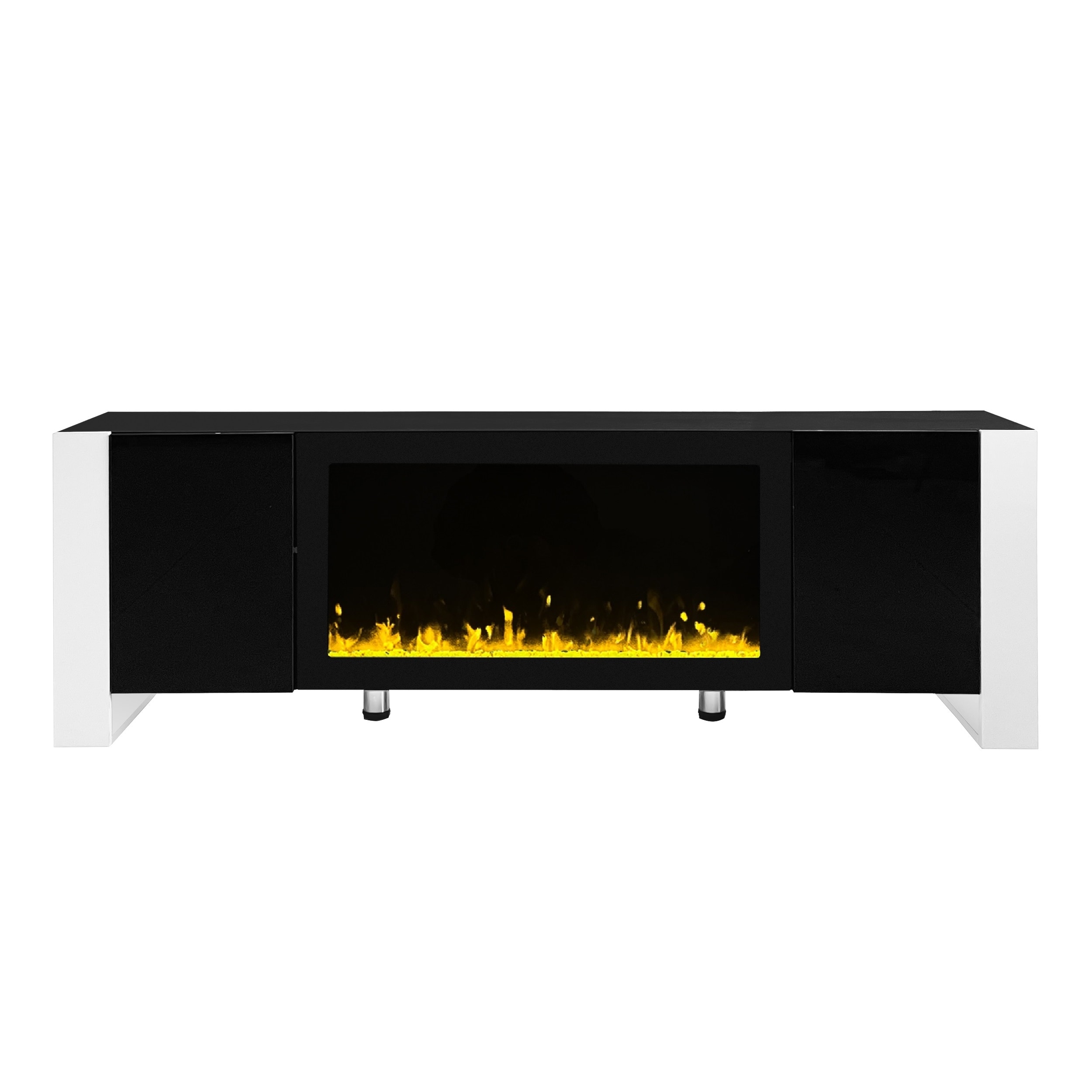 Modern TV Stand with Non-heating Electric Fireplace for TVs up to 78" - 68.1" D x 13.7" W x 21.6" H