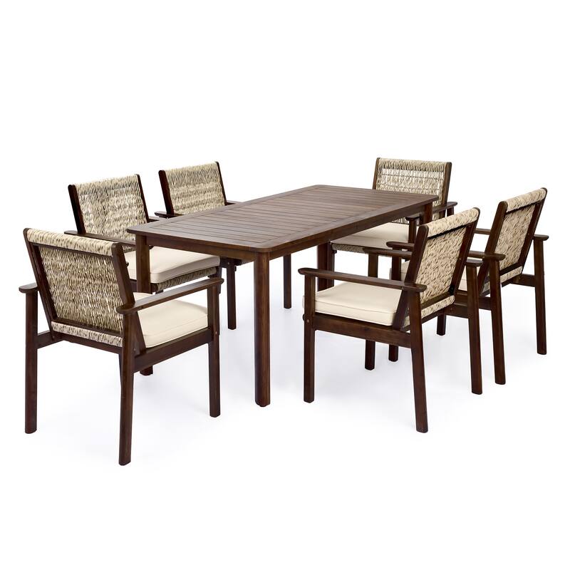 Christopher Knight Home - Solara 7-Piece Patio Acacia Wood Dining Set