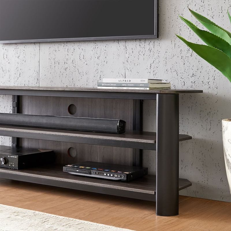 Oxford 62” TV Stand with LED Lights and Unfold Assembly for TVs up to 65” - 62" Width - Fits TVs 30" to 65"