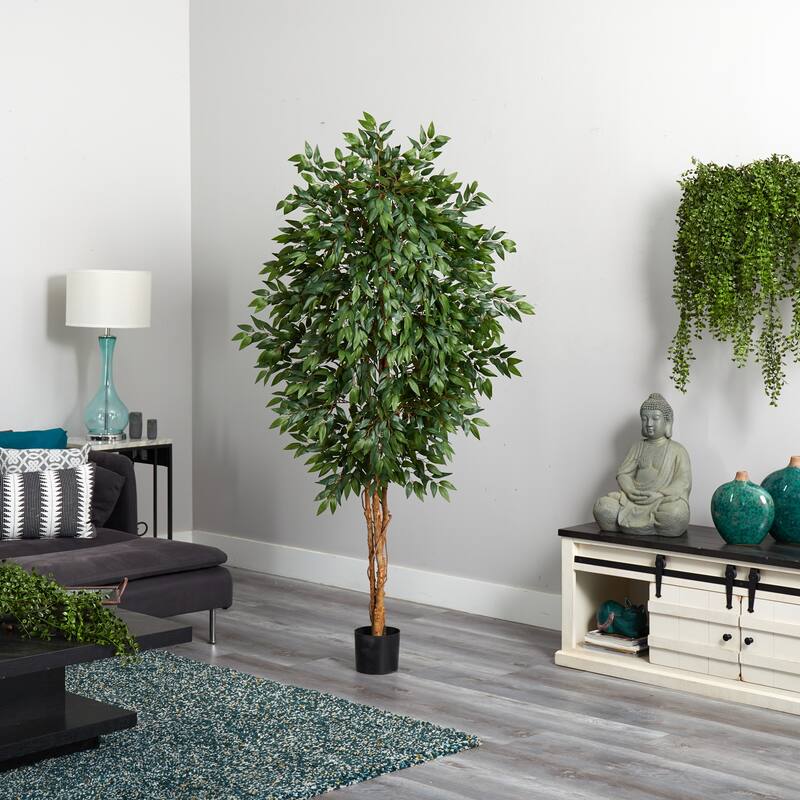 6' Smilax Silk Artificial Tree in Black Pot