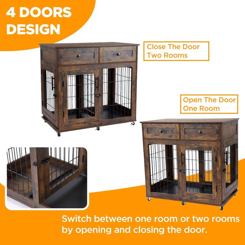 Dog Crate Furniture for 2 Small Medium Dogs