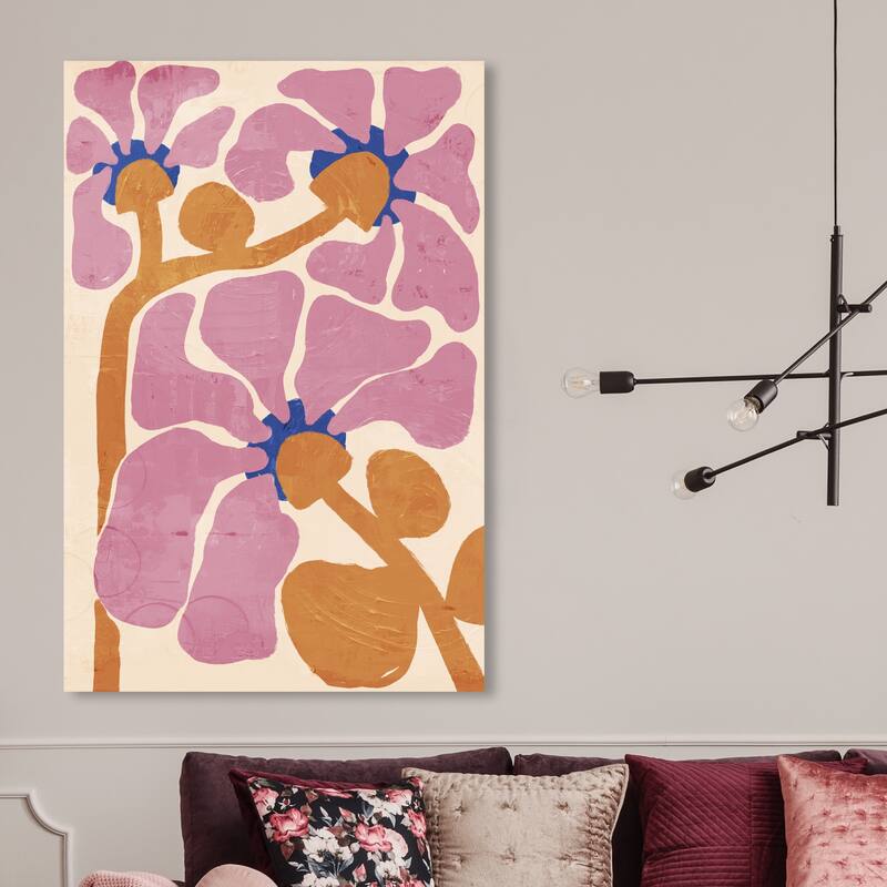 Wynwood Studio Canvas Floral and Botanical Blush Petal Flora Pink and Bohemian & Eclectic Wall Art Canvas Print - 45 x 30