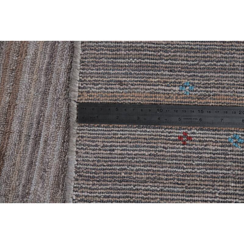 Hand Knotted Oriental 100% Wool Carpet Tribal Tribal Greys & Charcoal Gabbeh Area Rug - 9' 10'' X 8' 0''