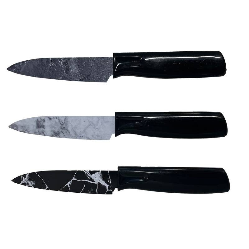 DURA LIVING Artistic Edge 3-Piece Non-Stick Paring Knives Set with Blade Guards