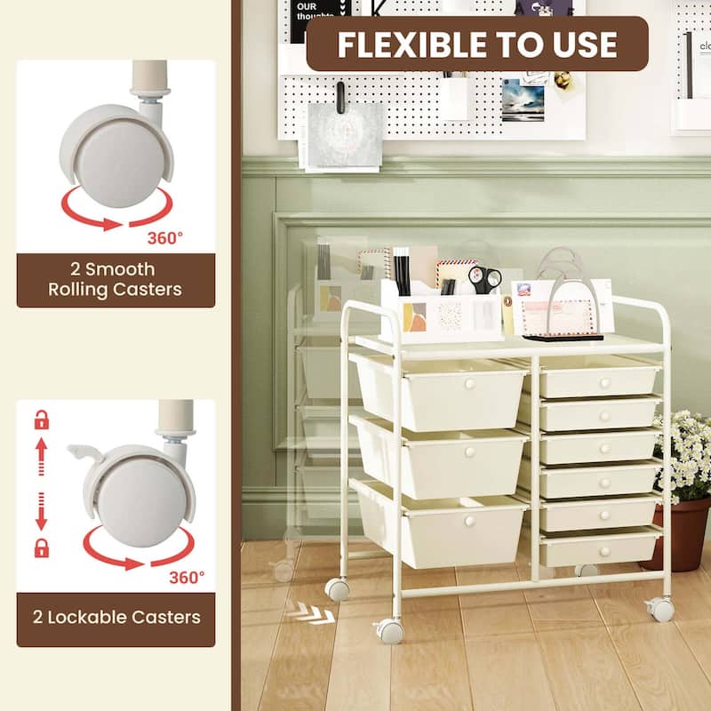 Costway 9 Drawer Rolling Organizer Cart Utility Storage Tools - See Details