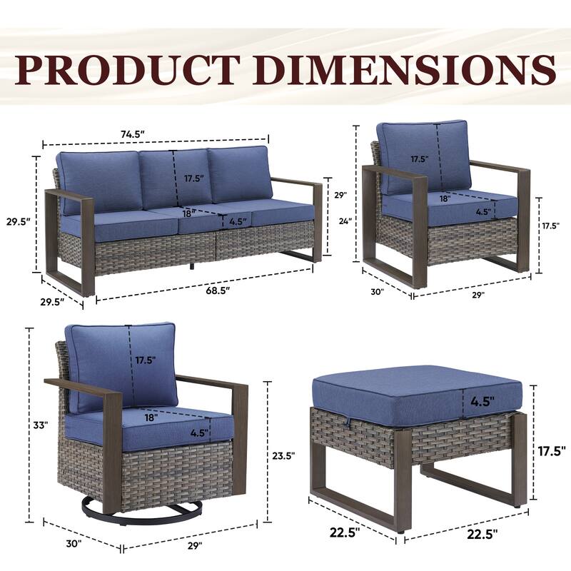 Gymojoy Outdoor Wicker Patio Furniture Sofa Set