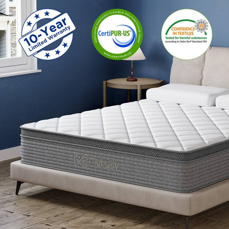 10" Spring Hybrid Mattress in a Box, Pocket Springs, Isolation Motion, Back Pain Relief, CertiPUR-US