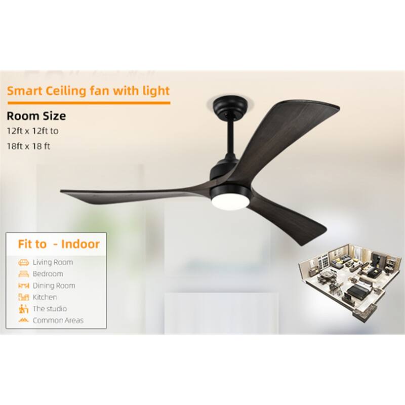 Ceiling Fan w/Lights Remote Control,Quiet DC Motor 3Blade Ceiling Fans