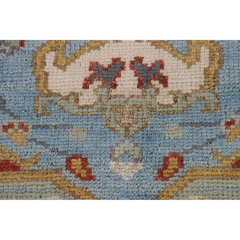 Light Blue Geometric Heriz Serapi Indian Area Rug Handmade Wool Carpet - 7'11" x 10'0"
