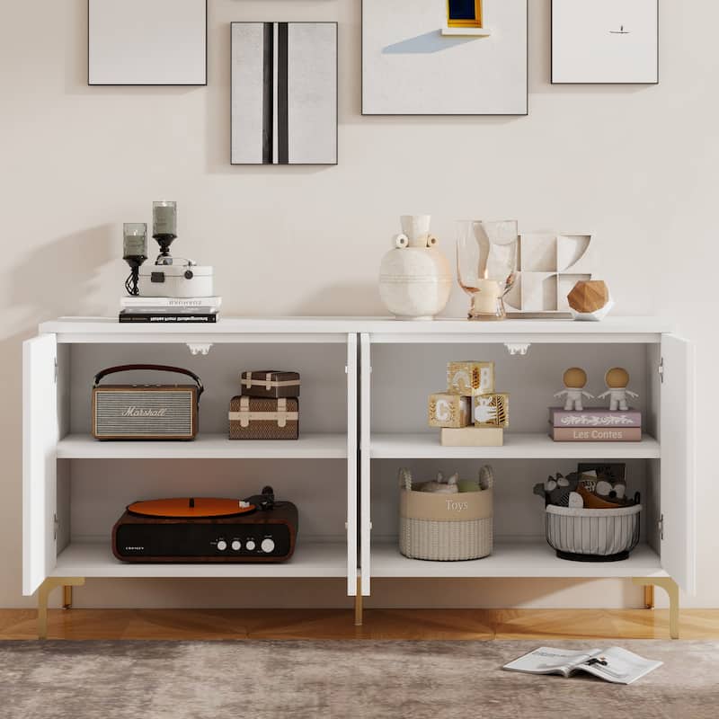 60" Wood Sideboard Buffet Cabinet with Storage for Kitchen