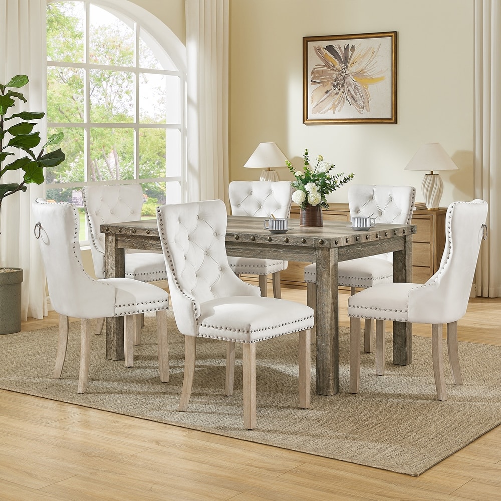 Morden Fort Tufted Dining Chair, Accent Chairs with Studded Trim and Pull Ring