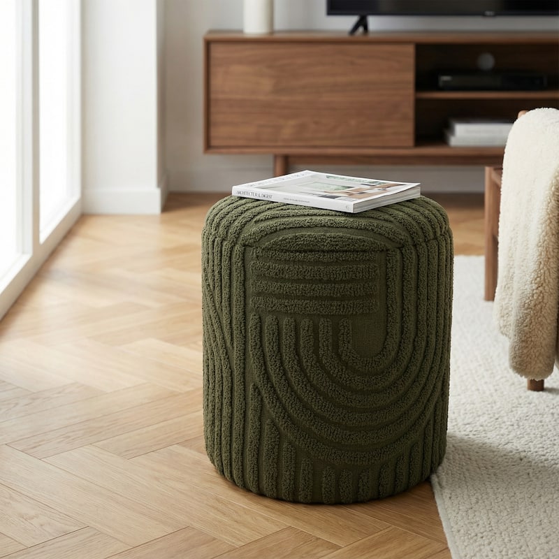 Modern Fabric Round Storage Ottoman