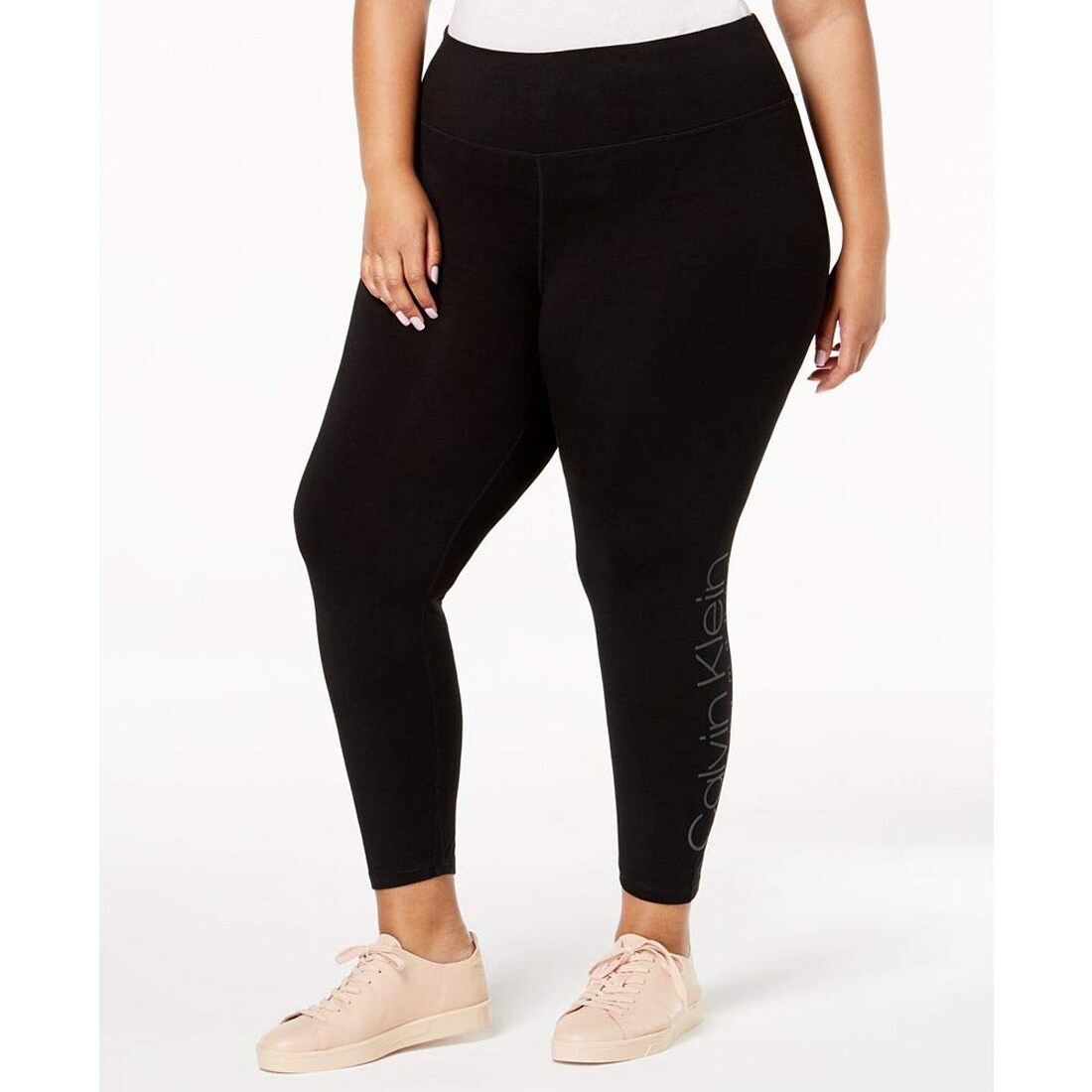 Shop Calvin Klein Women S Plus Size Performance Reflective Logo Leggings Black 2x Overstock 28898905
