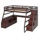 preview thumbnail 22 of 26, Wooden Full Size Loft Bed with Build-in Study Desk, Storage Stairs, Shelves, Drawers for Kids, Teens - Large Space Underneath