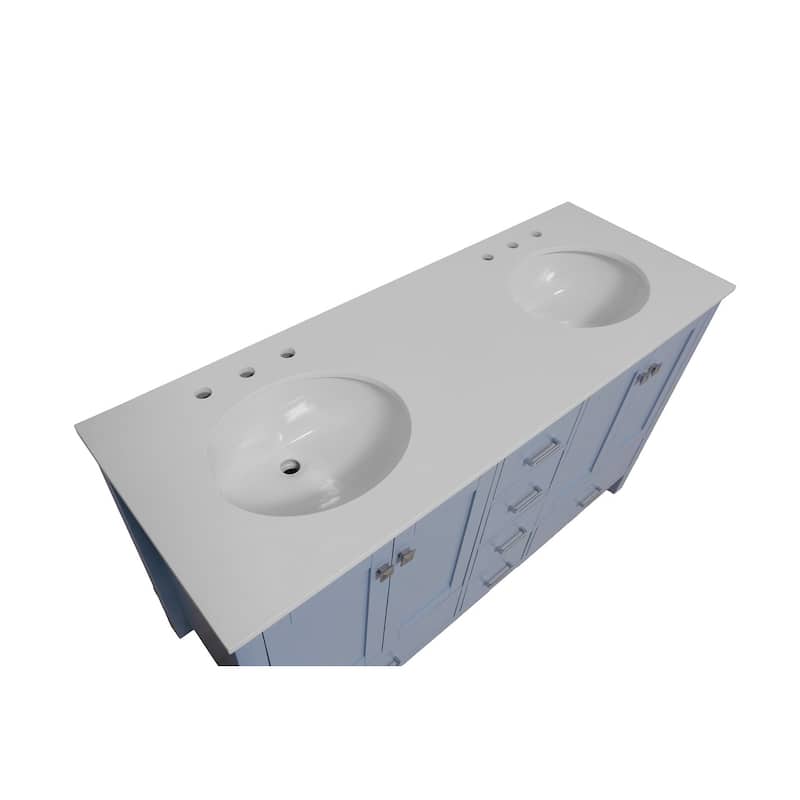 KitchenBathCollection Horizon 60" Double Bathroom Vanity with Engineered White Top