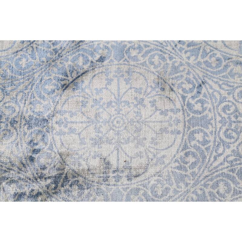 Handmade Wool & Silk Geometric Abstract Indian Area Rug - 8'5"x 11'4"