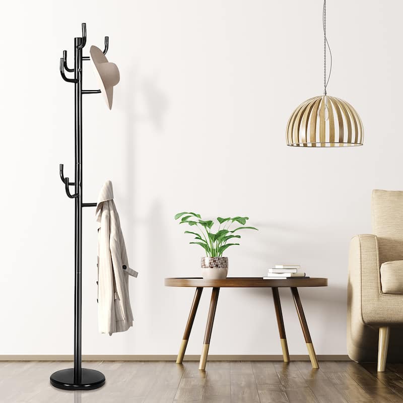 Metal Coat Rack Freestanding Hat Stand Coat Tree Hanger with Hooks