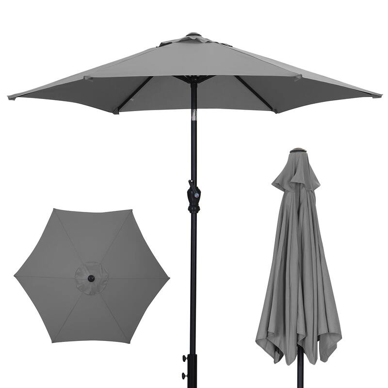 Autlaycil 7.5FT Patio Umbrella with Tilt and Crank - Grey