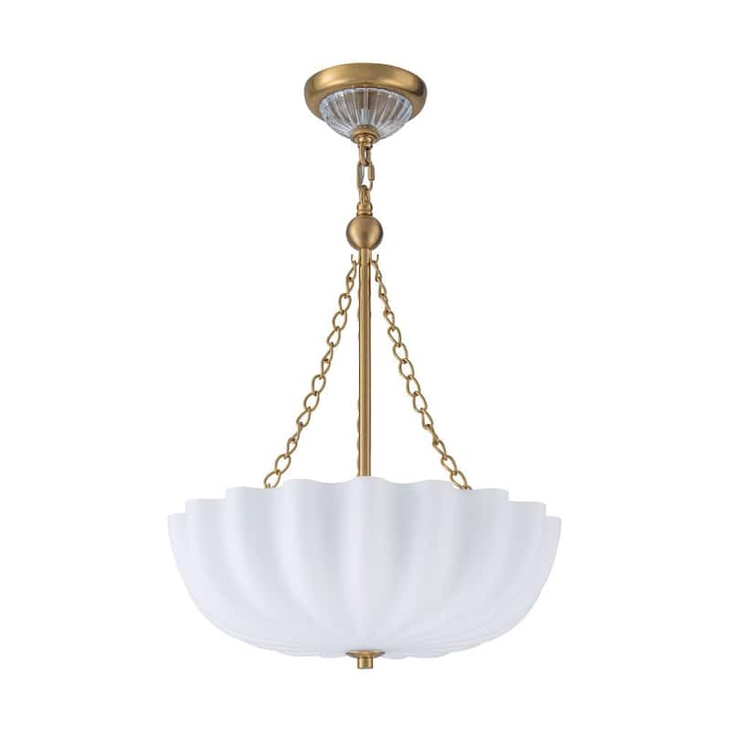 Chic Modern 3-Light Shell Scalloped Glass Chandelier - 15.7 in