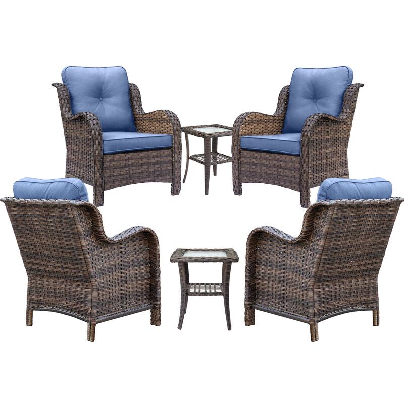 High Back Brown Wicker Outdoor Patio Conversation Seating Sets