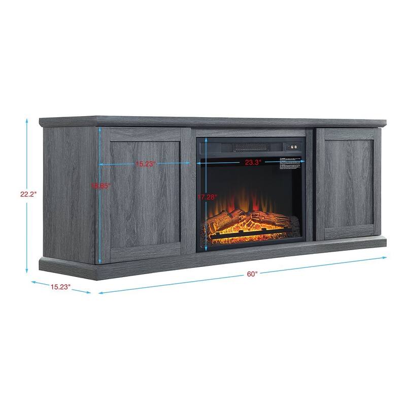 Franklin 60 In. 2 Door Entertainment Furniture Fireplace