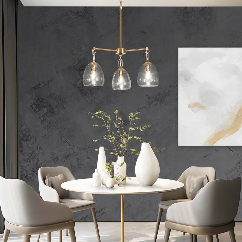 Blobfish Modern Gold 3-Light Glass Chandelier Wheel Cluster Ceiling Pendant Light - Dia. 19.3" x H 21.4" - Dia. 19.3" x H 21.4"