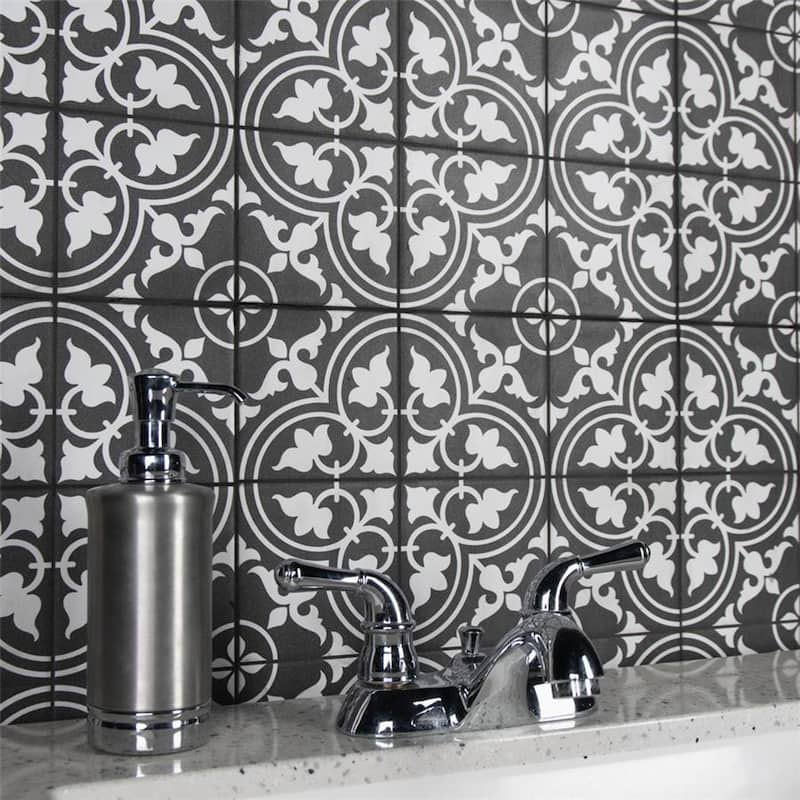 Merola Tile Harmonia Classic Black 13" x 13" Ceramic Floor and Wall Tile