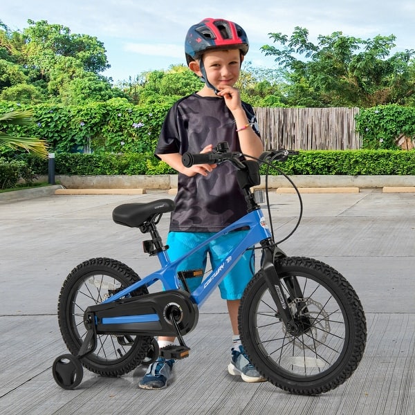 slide 2 of 8, 16 Inch Magnesium Alloy Training Bicycle with Adjustable Saddle Height for Kids - 44" x 21.5" x 25.5"-28" (L x W x H) Blue