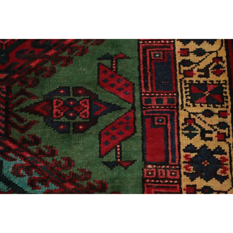 Hand Knotted Oriental 100% Wool Carpet Traditional Geometric Green Ardebil Runner Rug - 11' 2'' X 3' 4''