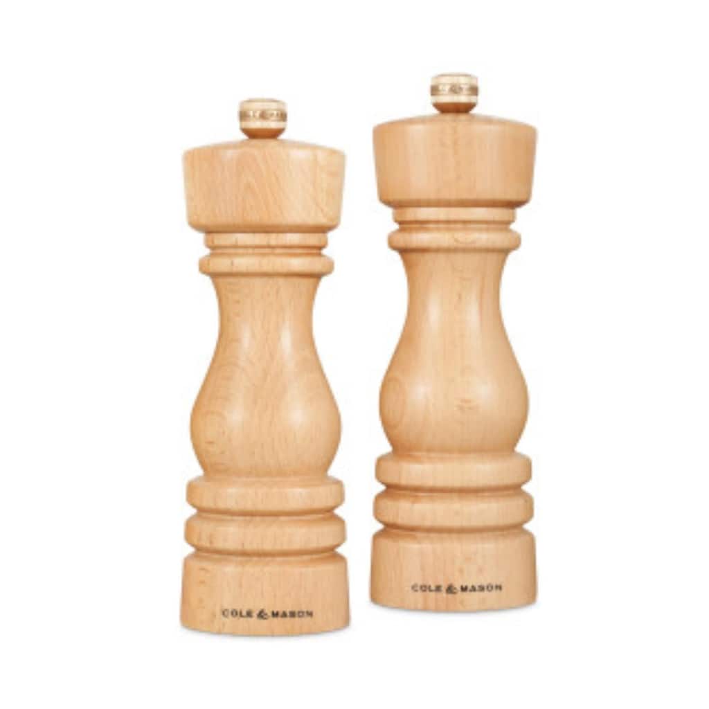 Cole & Mason London Salt & Pepper Mill Gift Set 8½" - Natural Beech, Adjustable Grind, Durable Mechanisms