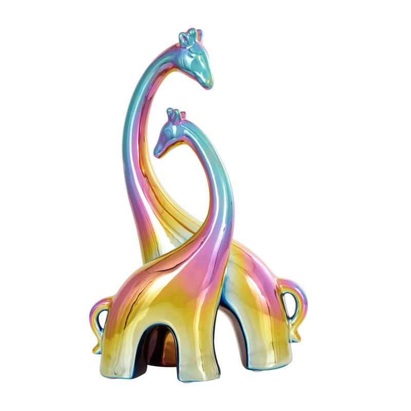 Silver or Multi Colored Ceramic Giraffe Sculpture
